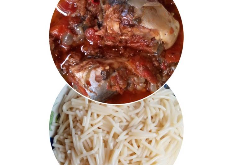 Step-by-Step Guide to Prepare Delicious Spaghetti and Titus Fish stew