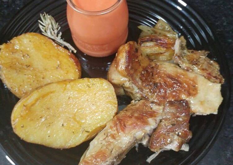Pierna de cordero al horno y gazpacho de sandía