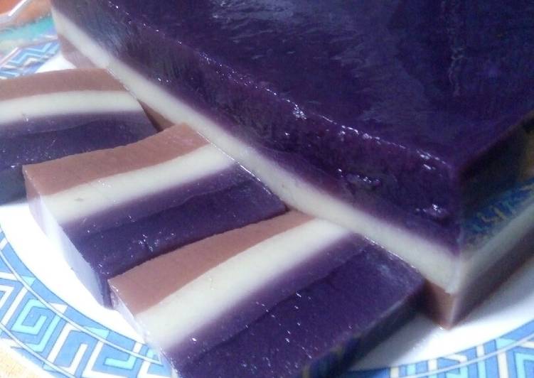 Langkah Mudah untuk Membuat Puding ubi ungu lapis mentega Anti Gagal