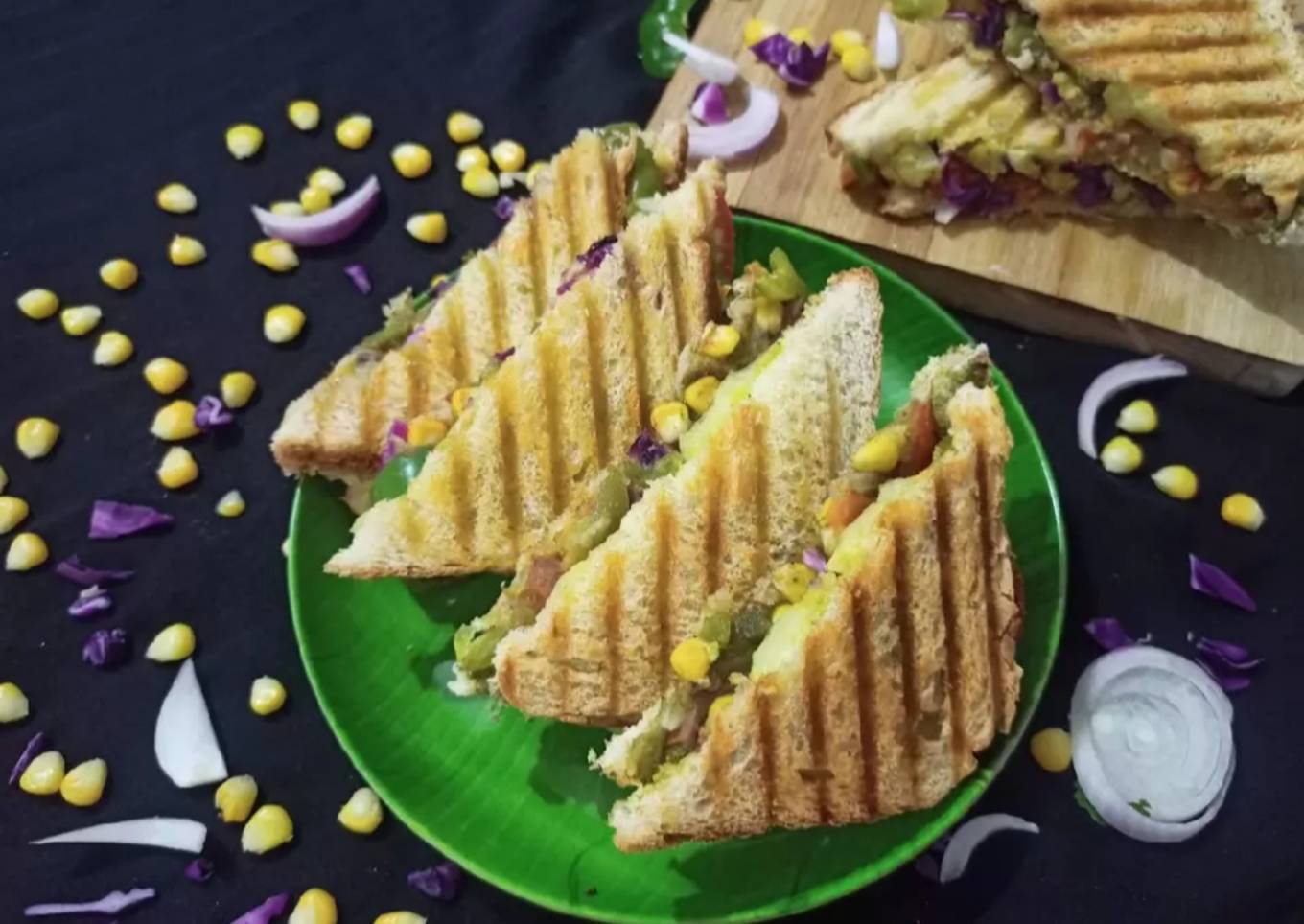 Veg Cheese Grilled Sandwich (Mumbai Street Style)