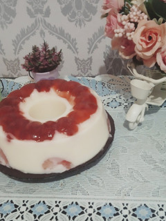 Foto resep Puding Susu Selai Strawberry🍓