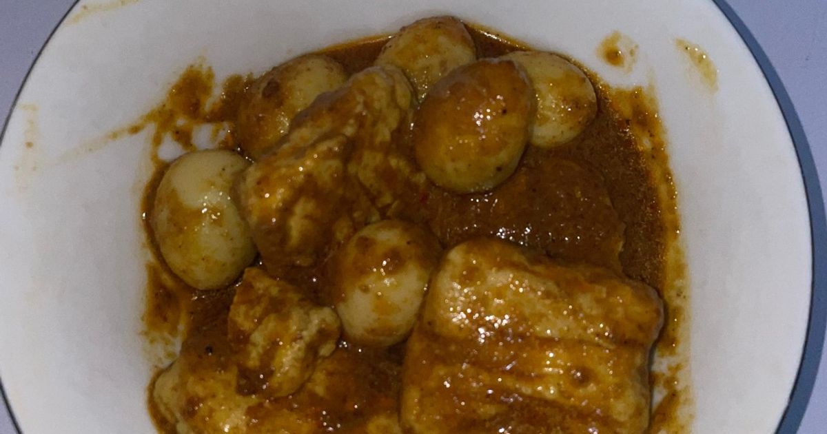 Rendang tahu dan telur puyuh