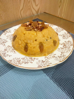 A picture of Milk, Egg and Baisan Halwa.