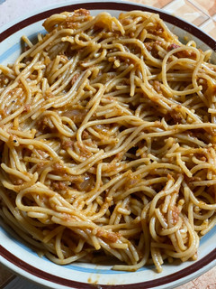 A picture of Corned beef spaghetti.