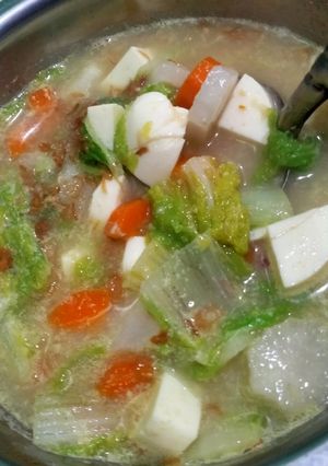 Foto resep Semur Kuning Sawi Putih, Lobak,Putih Telur,Wortel