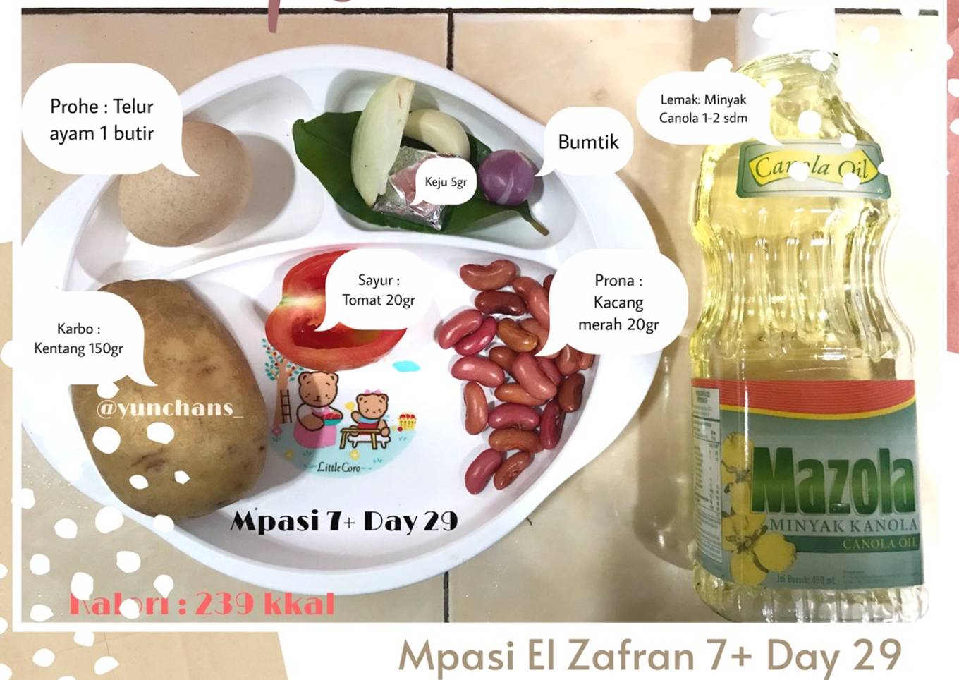 Mpasi 7+ Day 29 : Bubur Kentang Telur Tomat