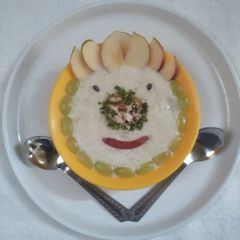 A picture of Poha fruits mixed phirni.