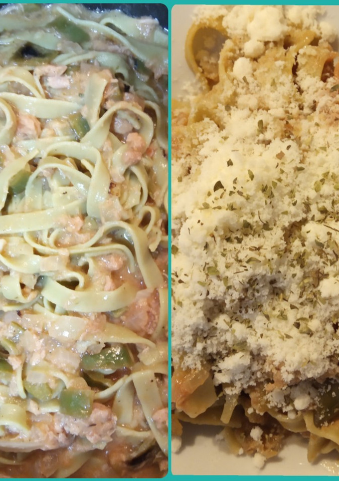 Una foto de Cintas nido de espinacas con atún