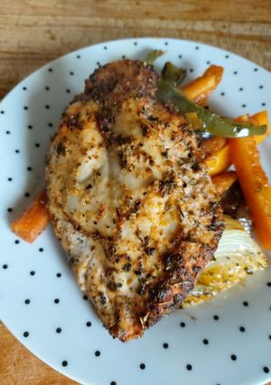 A picture of My roast chicken breast in Italian seasoning.