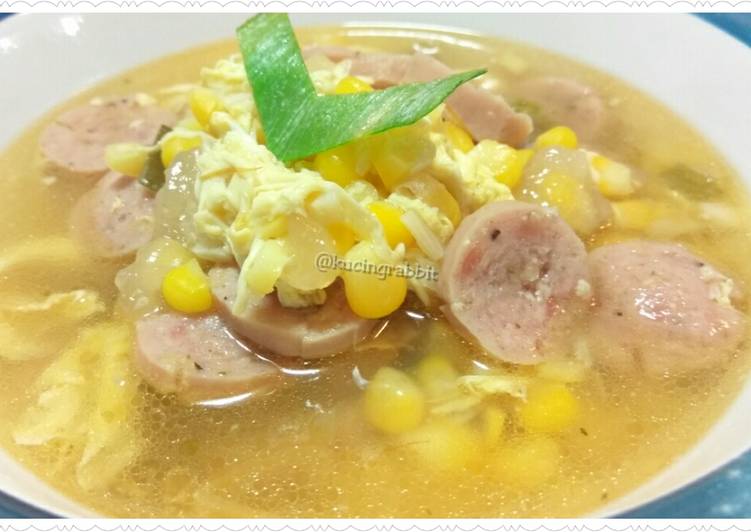 3. Sup Telur Jagung Sosis #RabuBaru