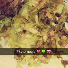 A picture of Keto Fried cabbage and chicken.