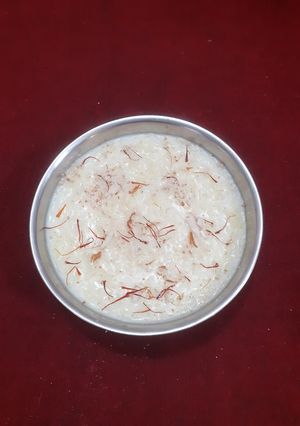 A picture of Kesar Rice Pudding.