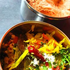 A picture of Cabbage carrot subji (panch phorn).