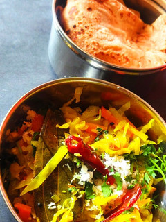 A picture of Cabbage carrot subji (panch phorn).
