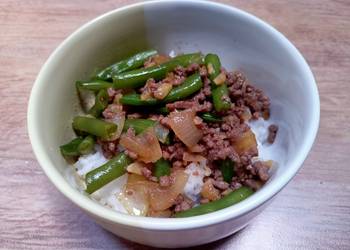 Resep Unik Rice Bowl - Tumis Daging Cincang Buncis Nikmat Lezat