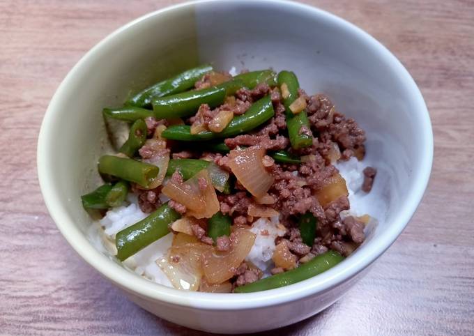 Resep Rice Bowl - Tumis Daging Cincang Buncis yang Sempurna