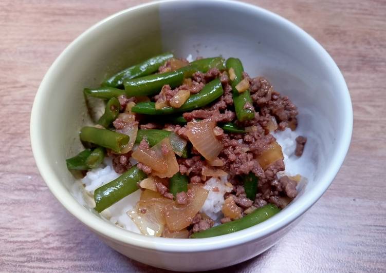 Resep Unik Rice Bowl - Tumis Daging Cincang Buncis Nikmat Lezat