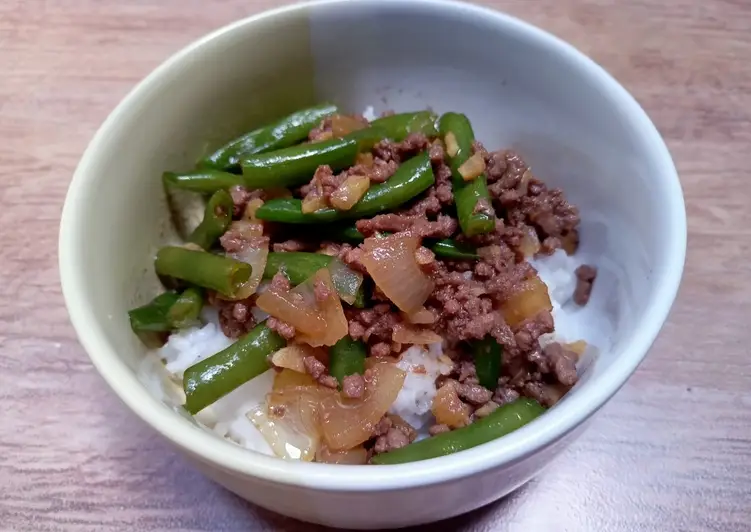 Resep Baru Rice Bowl - Tumis Daging Cincang Buncis Yummy Mantul