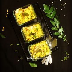 A picture of Pachi Mamidikaya Pulihora - Andhra style (Raw Mango Rice).