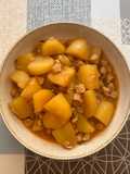 Estofado de patatas, boletus y soja