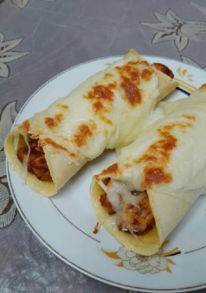 صورة لوصفة كريب الدجاج بالبشاميل والجبن