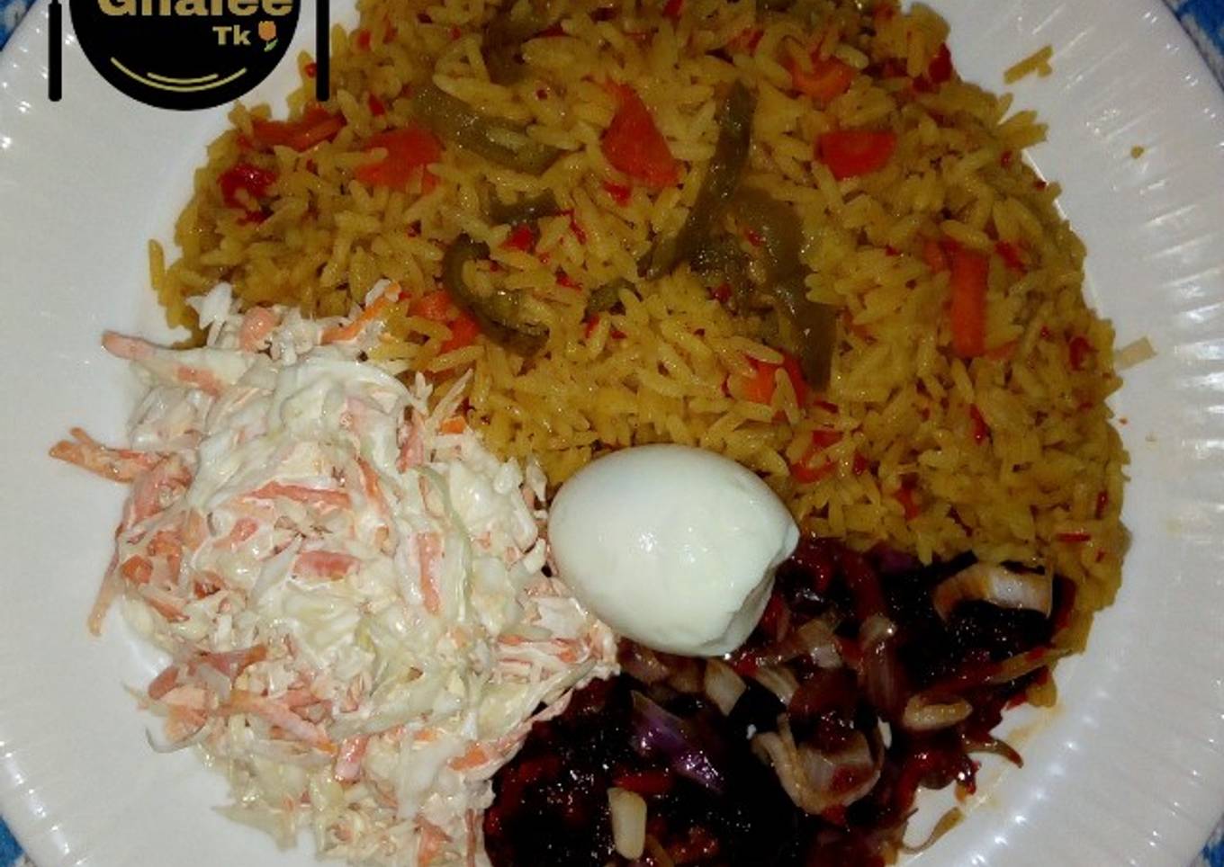 Jallof rice with coleslow