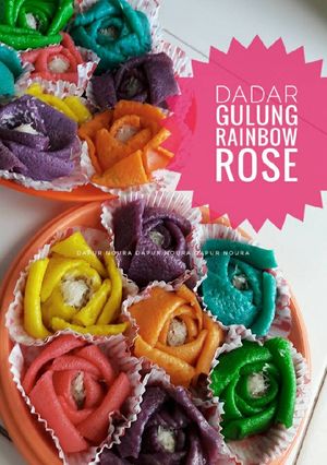 Foto resep Dadar Gulung Rainbow Rose (Mawar Pelangi)