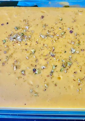 A picture of Mango ice cream / kulfi.