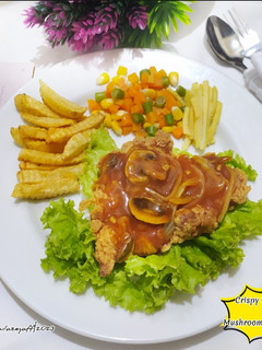 Foto resep Crispy Chicken Steak with Mushroom Barbeque Sauce