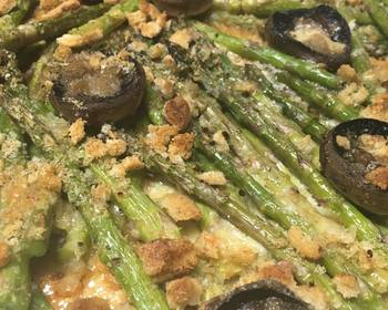 Unique Cuisine Roasted Asparagus with Mushrooms Practical Delicious