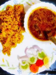 A picture of Mutton Curry and Mutton pulao.