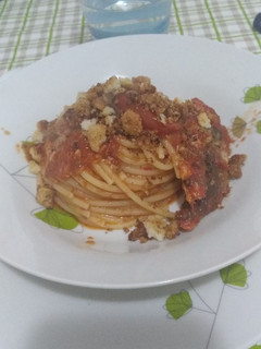 A picture of Spaghetti with Mackerel.