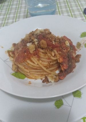 A picture of Spaghetti with Mackerel.