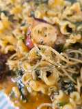 Mafalda y capelini con salsa de pulpo