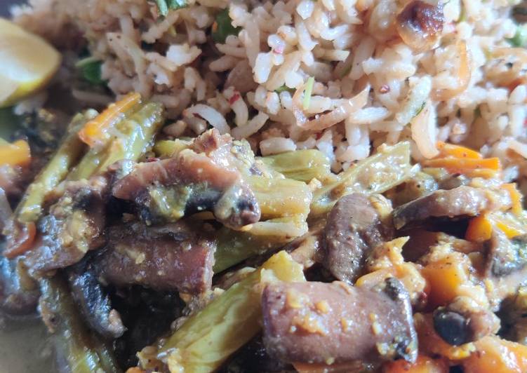 Recipe of Award-winning Green peas pulao and mushroom carrot beans curry