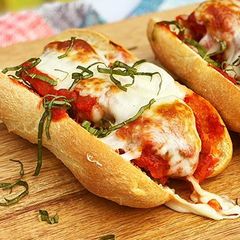 A picture of Wagyu Beef Meatball Sub on Semolina Hoagie Roll.