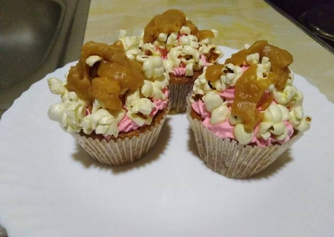 Cupcakes with popcorn n caramel#mykidsfavoritecontest