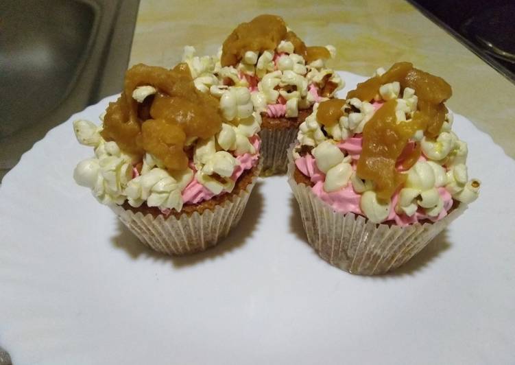 Simple Way to Prepare Super Quick Homemade Cupcakes with popcorn n caramel#mykidsfavoritecontest