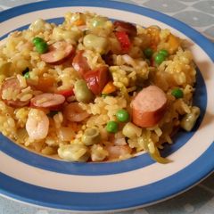 A picture of Smoked Sausage and Prawn Paella.