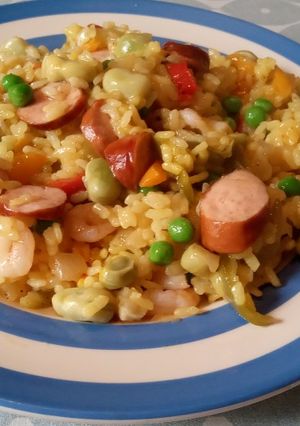 A picture of Smoked Sausage and Prawn Paella.