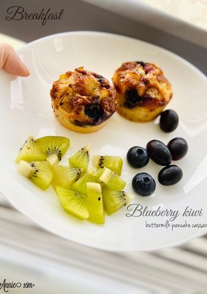 A picture of Blueberry Kiwi Buttermilk Pancake Casserole - for Kids.