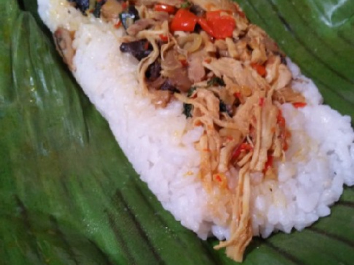 Resep Nasi Bakar Ayam Suir Jamur Pedas Menu Enak