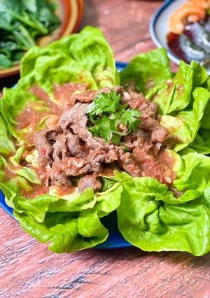 Hình của món Xà Lách Sốt Thịt Bò.