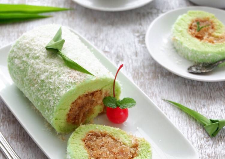 Resep Pandan Chiffon Rollcake Topped with Dried Coconut #pr_AnekaChiff Anti Gagal