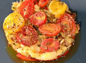 Foto principal de Migas de bacalao picantonas con pimiento asado en Air fryer