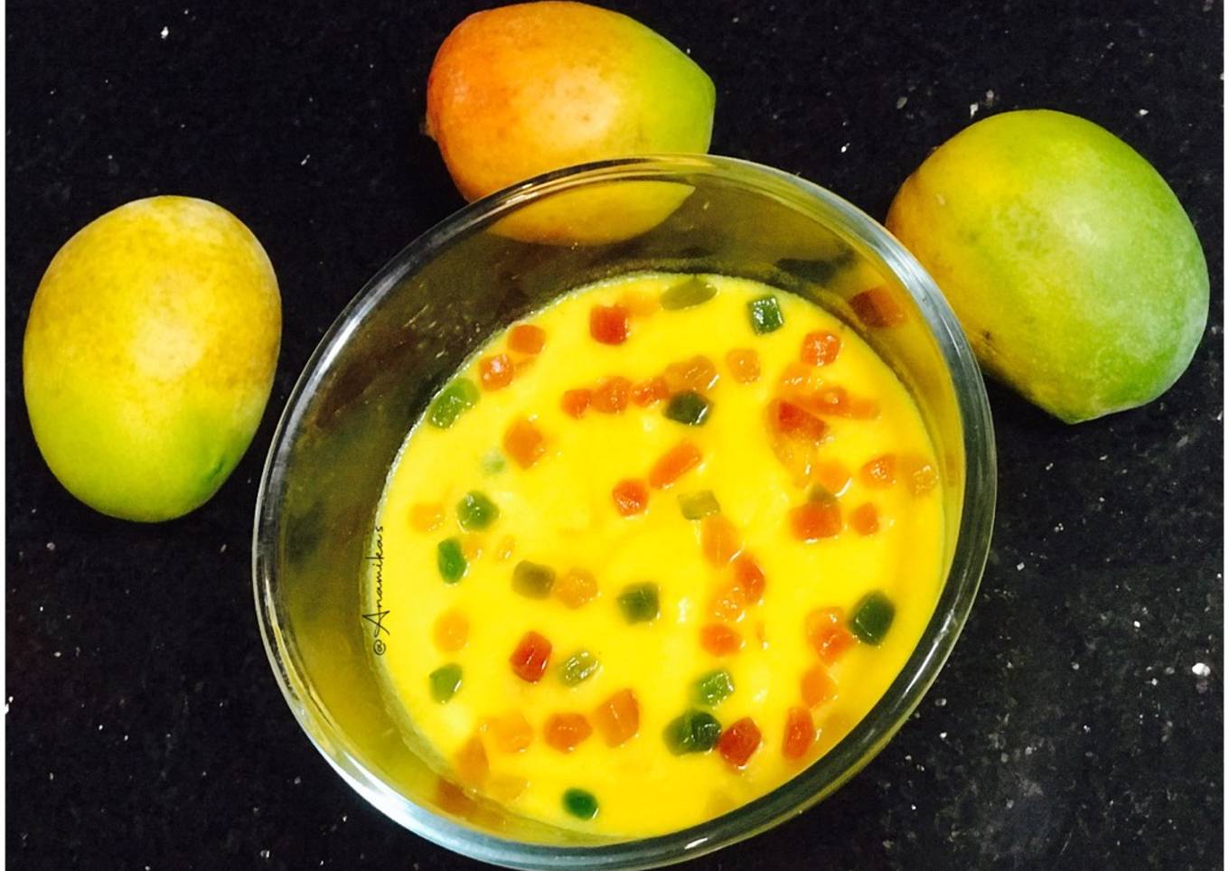 Mango Custard with Tutti-Frutti