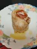 Popietas de gallo con butifarra cocida, en airfryer