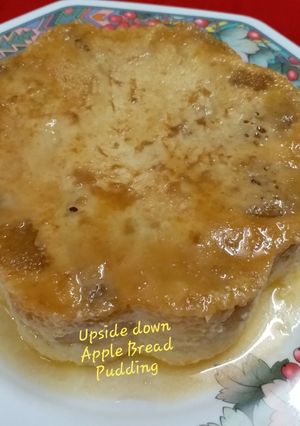 A picture of Upside down Apple Bread Pudding.