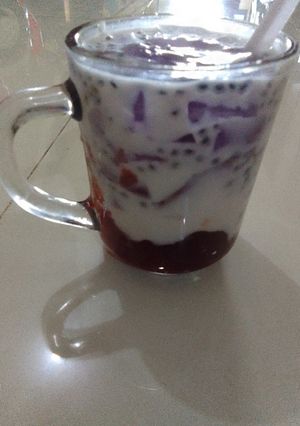 Foto resep Es susu blueberry jelly