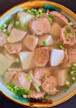 Hình của món Canh bò viên nấu khoai môn.
